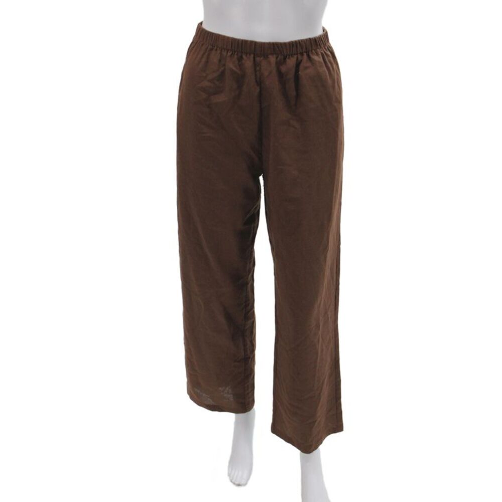 Isalis Women Ankle Pants Brown Rayon Pull-On Size S